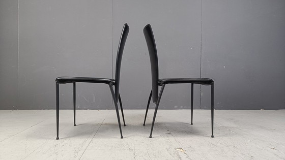 Image 1 of Black Postmodern Dining Chairs by Arper Italy, 1980s - Set of 4