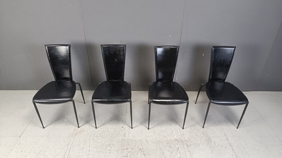 Image 1 of Black Postmodern Dining Chairs by Arper Italy, 1980s - Set of 4