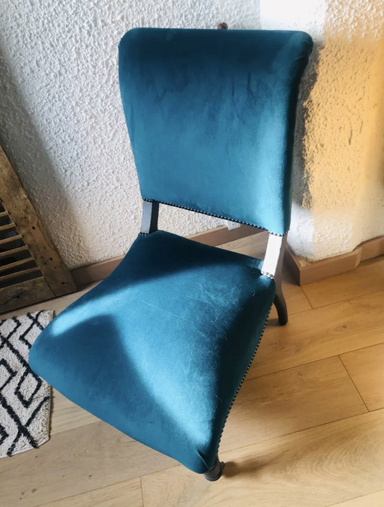 Image 1 of Fireside chair Duck Blue Velvet Fabrics