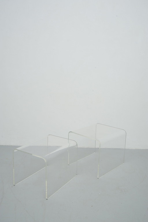 Set of 2 acrylic glass tables Space Age 1960s