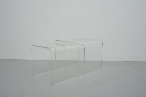 Set of 2 acrylic glass tables Space Age 1960s