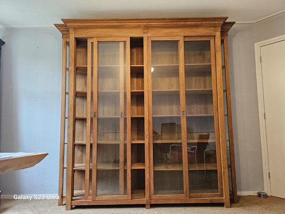 Image 1 of Wooden display case with paneled doors