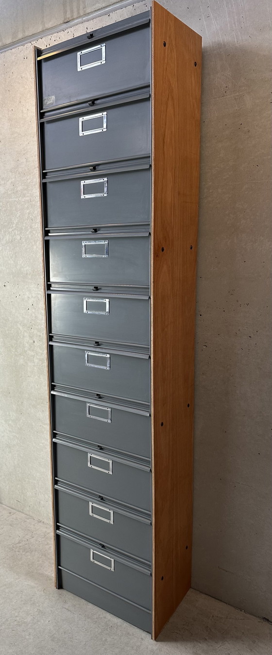Image 1 of Vintage industrial shoe cabinet / flap cabinet