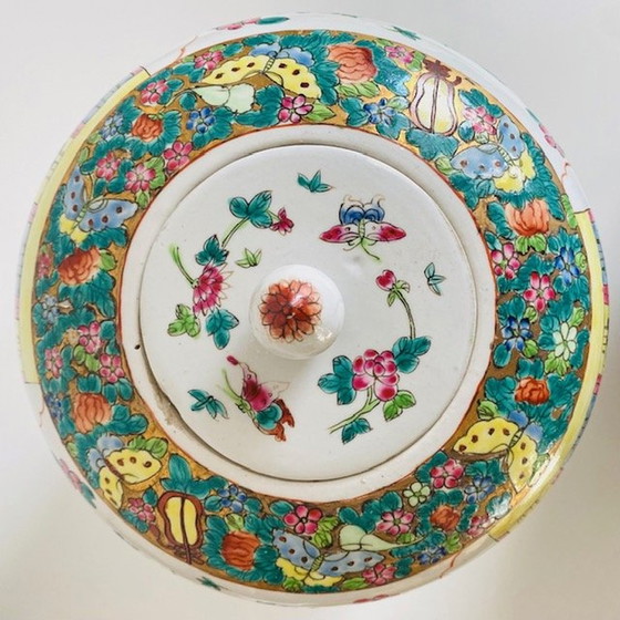 Image 1 of Vintage XL Chinese hand-painted ginger jar