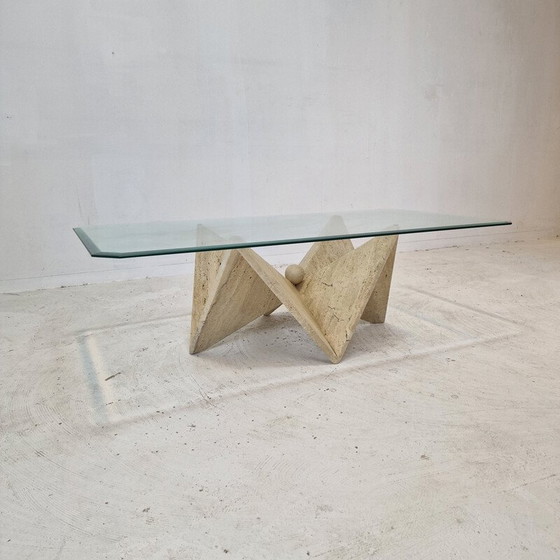 Image 1 of Vintage travertine coffee table, Italy 1980