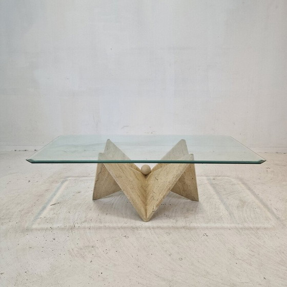 Image 1 of Vintage travertine coffee table, Italy 1980