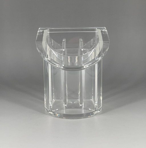 Guzzini transparent Lucite acrylic pen holder by Bruno Gecchelin