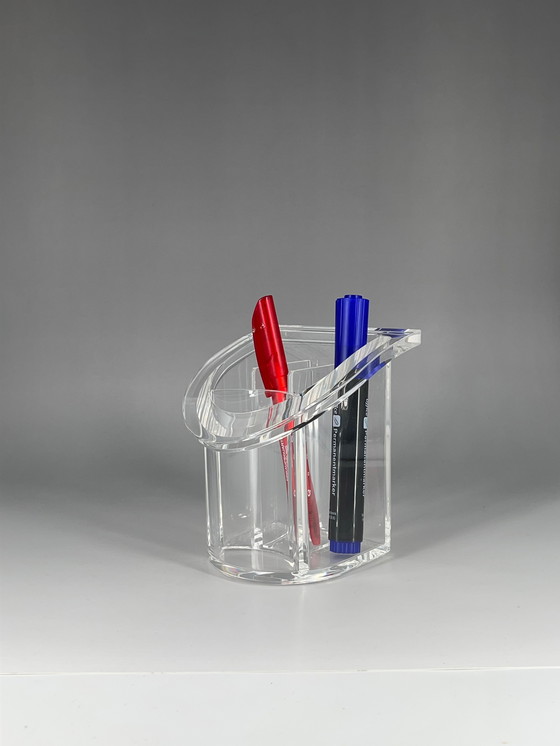 Image 1 of Guzzini transparent Lucite acrylic pen holder by Bruno Gecchelin