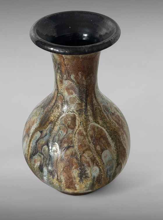 Image 1 of Vaso in smalto gocciolante di design vintage Roger Guerin, anni '30