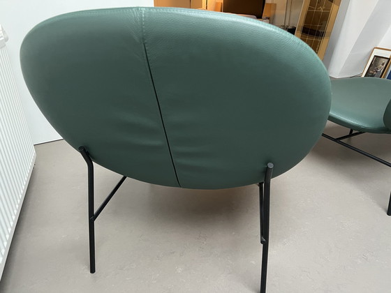 Image 1 of 2X Tacchini Kelly E Green Leather Lounche Chair