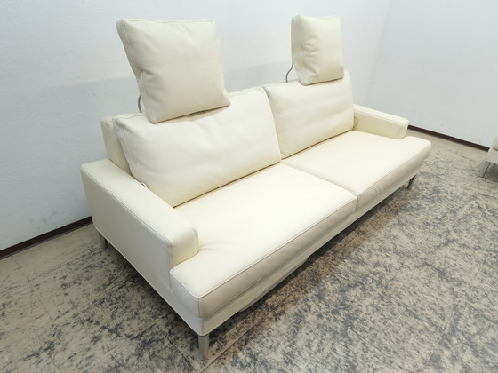 Image 1 of Fsm Clarus Canapé avec pouf, canapé fonctionnel en cuir Ottomane Couch