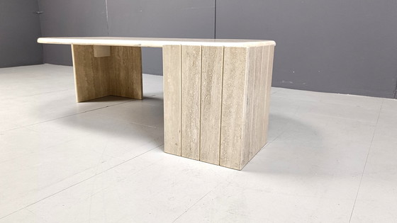 Image 1 of Table basse vintage en travertin, 1970