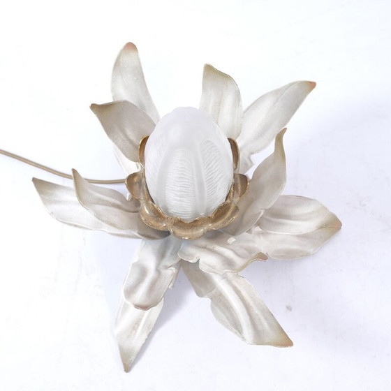 Image 1 of Vintage Art Deco table lamp in glass and floral ceramic, Italy 1920