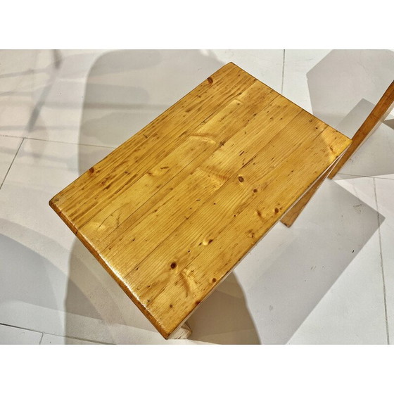 Image 1 of Set of 4 vintage stools in solid pine, selected by Charlotte Perriand for "les Arcs", 1960