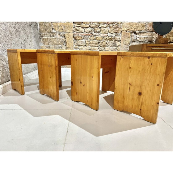 Image 1 of Set of 4 vintage stools in solid pine, selected by Charlotte Perriand for "les Arcs", 1960