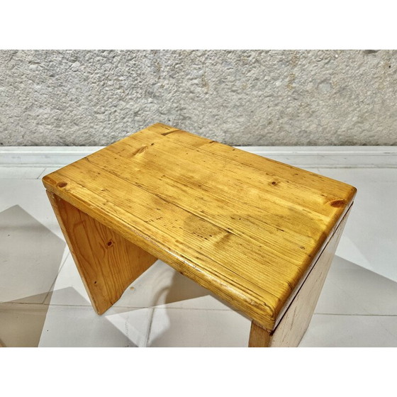 Image 1 of Set of 4 vintage stools in solid pine, selected by Charlotte Perriand for "les Arcs", 1960