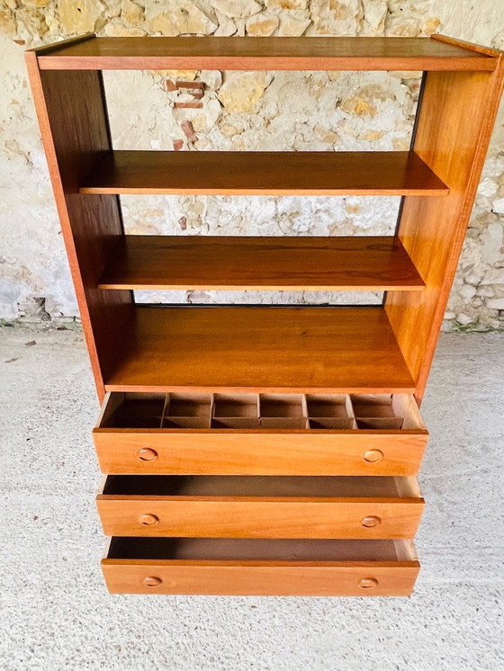 Image 1 of Vintage, Teak Bookcase With Drawers, Scandinavian Style 1960S