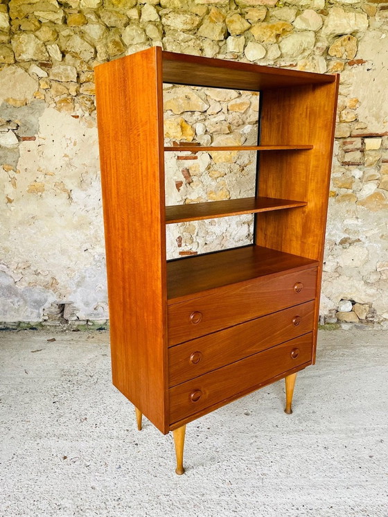 Image 1 of Vintage, Teak Bookcase With Drawers, Scandinavian Style 1960S