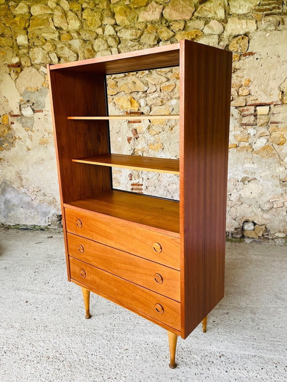 Image 1 of Vintage, Teak Bookcase With Drawers, Scandinavian Style 1960S