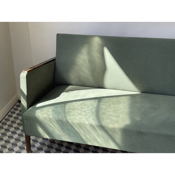 Image 1 of Divano vintage a 3 posti in legno e tessuto, Danimarca 1960