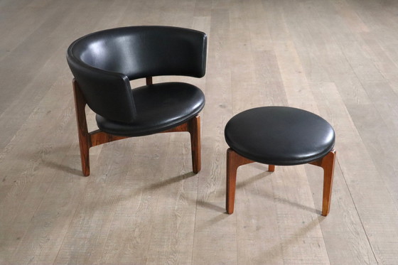 Image 1 of Sven Ellekaer Lounge Chair And Stool For Christian Linneberg 1962