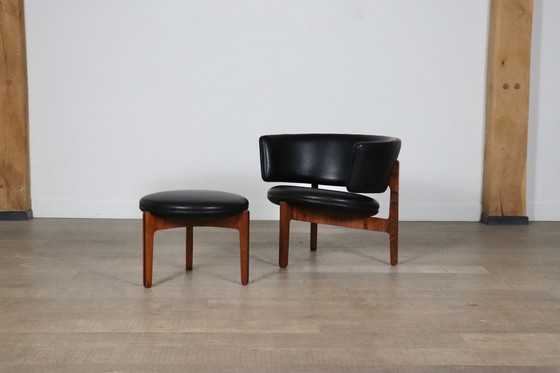 Image 1 of Sven Ellekaer Lounge Chair And Stool For Christian Linneberg 1962