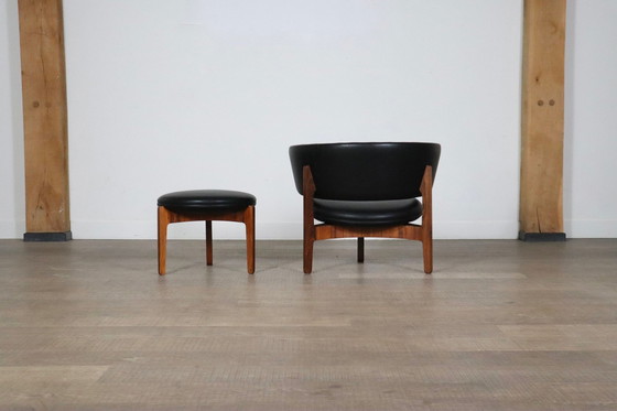 Image 1 of Sven Ellekaer Lounge Chair And Stool For Christian Linneberg 1962