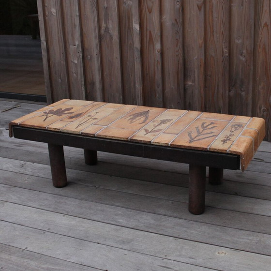 Image 1 of Vintage ceramic coffee table Herbier model by Roger Capron, 1950