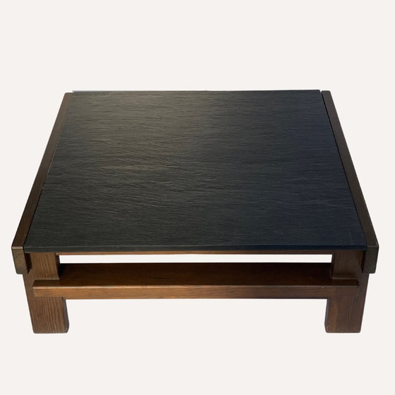 Image 1 of 1X Brutalist Modernist Black Grey Natural Stone Coffee Table By Carl Straub, Germany, 1979