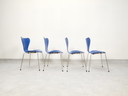 4 blue butterfly chairs by Arne Jacobsen for Fritz Hansen