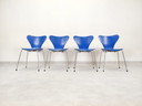 4 blue butterfly chairs by Arne Jacobsen for Fritz Hansen