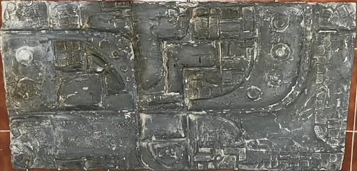 1 X Fiberglass Relief Sculpture, 1960S. Abstraction Brutalist , Wall, Panel