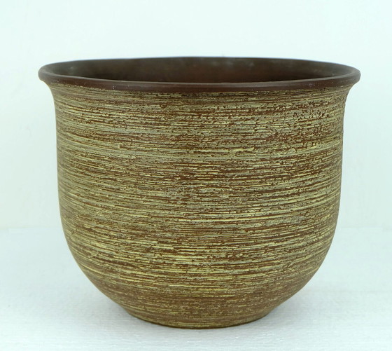 Image 1 of big mid century flowerpot dümler & breiden carved dekor with motiv