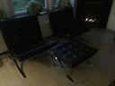 2x Fasem Barcelona chairs with ottoman