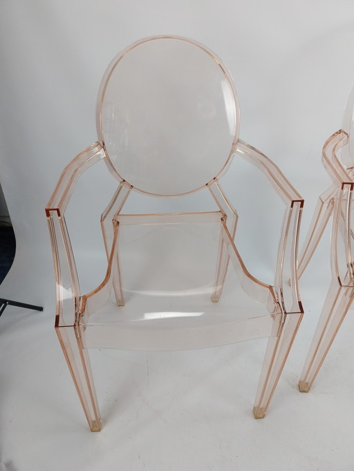 Set of 3 Kartell louis ghost chairs by Philip starck 