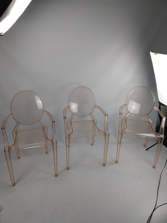 Image 1 of Set of 3 Kartell louis ghost chairs by Philip starck 