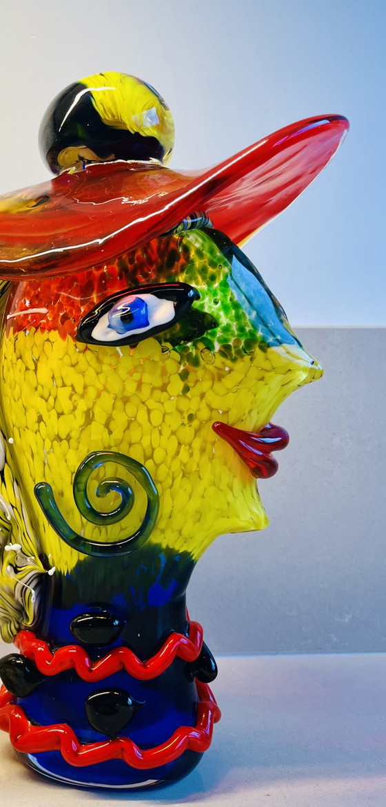 Image 1 of Glass sculpture lady with hat