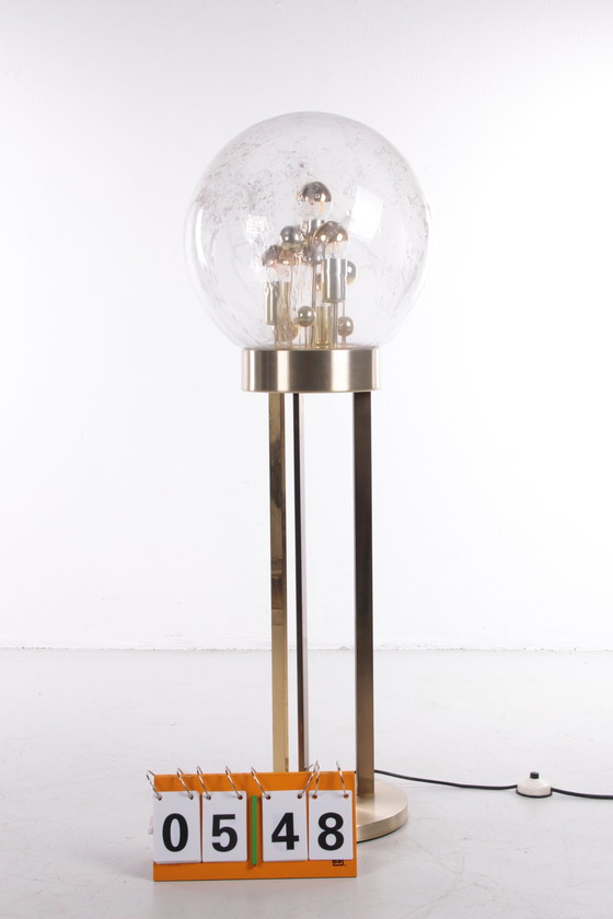 Image 1 of Golden "Sputnik" floor lamp by Doria Leuchten, Germany, 1970s