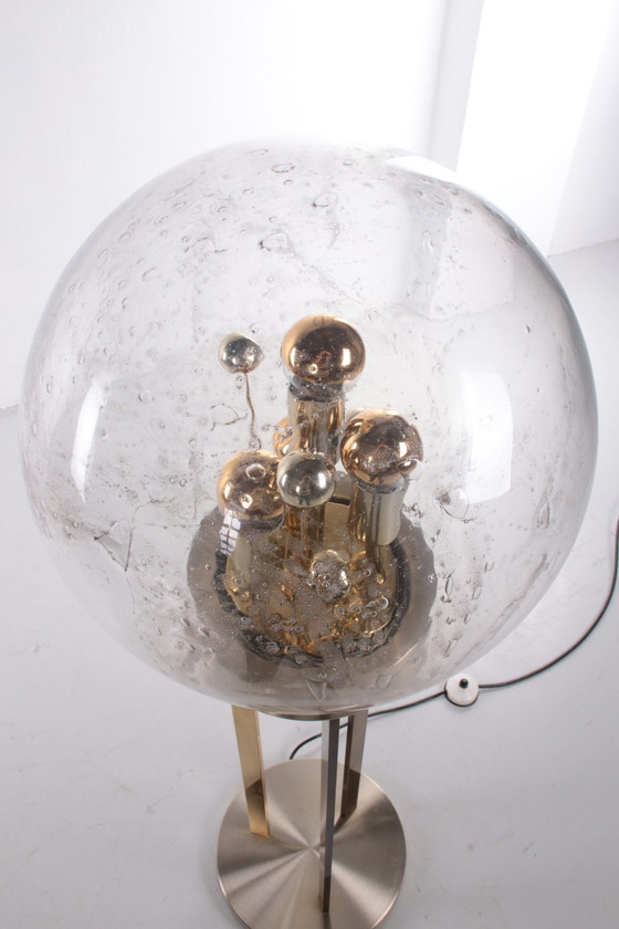 Image 1 of Golden "Sputnik" floor lamp by Doria Leuchten, Germany, 1970s