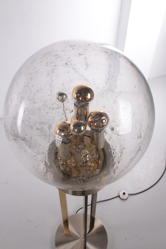 Image 1 of Golden "Sputnik" floor lamp by Doria Leuchten, Germany, 1970s