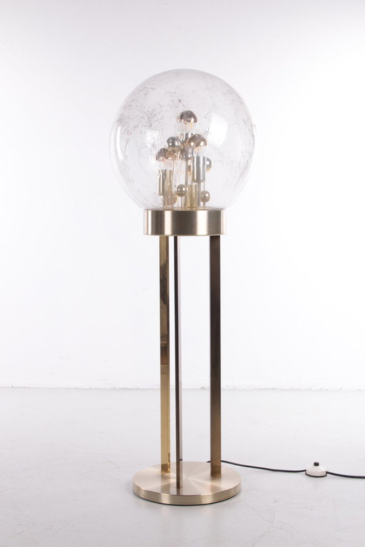 Golden "Sputnik" floor lamp by Doria Leuchten, Germany, 1970s