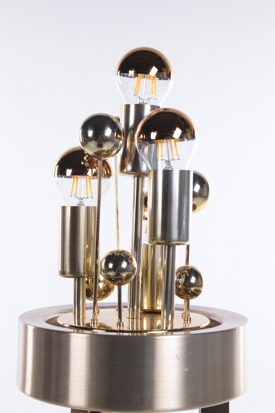 Image 1 of Golden "Sputnik" floor lamp by Doria Leuchten, Germany, 1970s