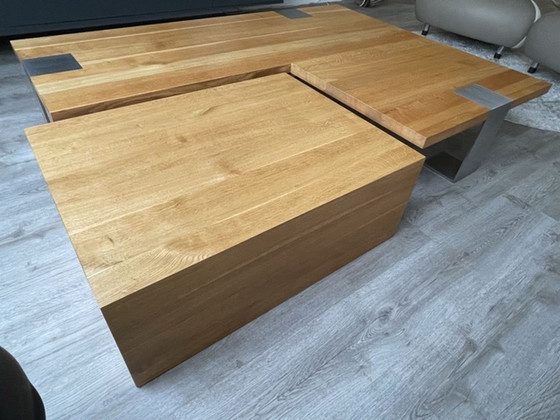 Image 1 of Only on 5-12-2021! Lupus 73 Ypsilon L set solid natural oak coffee table