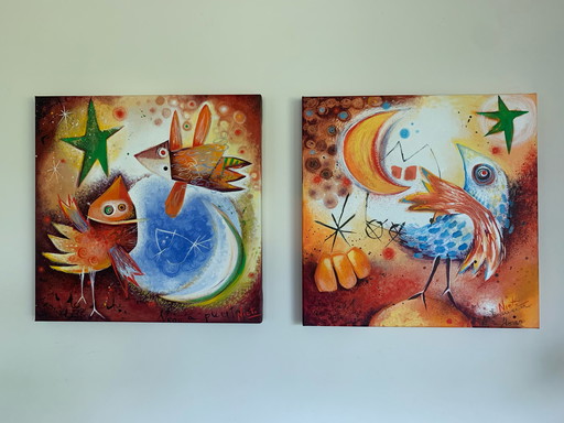 2x Angeles Nieto Paintings