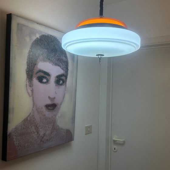 Image 1 of Vintage orange-white hanging lamp
