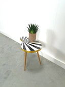 Side table formica black white kidney shaped vintage