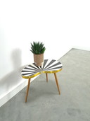 Side table formica black white kidney shaped vintage