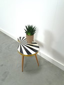 Side table formica black white kidney shaped vintage
