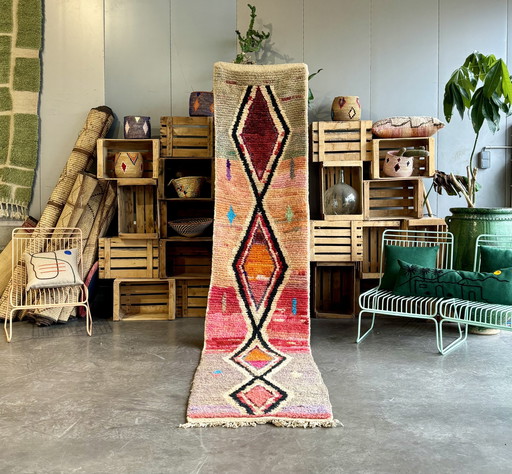 Contemporary Boho Berber Moroccan Runner Rug