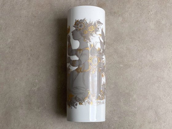 Image 1 of Vaso XL scandinavo vintage Björn Wiinblad Sammuramat, Rosenthal, decoro oro